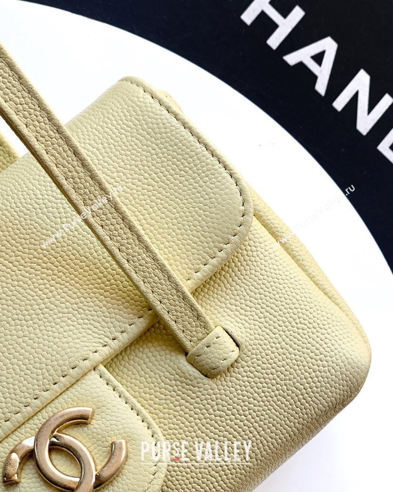 Chanel Grained Shiny Calfskin Leather Clutch with Leather Strap Chick Yellow 2026 AP5068 (yezi-260204087)