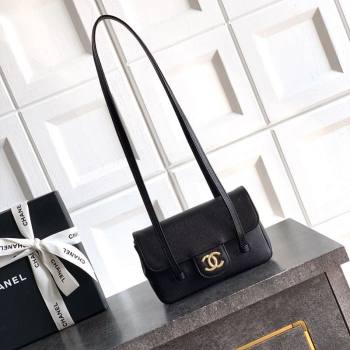Chanel Grained Shiny Calfskin Leather Clutch with Leather Strap Black 2026 AP5068 (yezi-260204088)