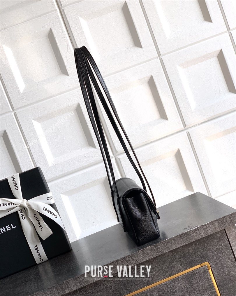 Chanel Grained Shiny Calfskin Leather Clutch with Leather Strap Black 2026 AP5068 (yezi-260204088)