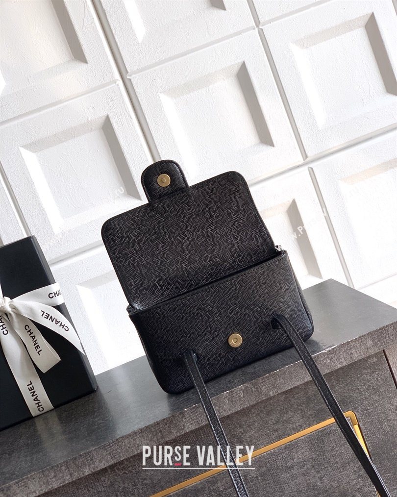 Chanel Grained Shiny Calfskin Leather Clutch with Leather Strap Black 2026 AP5068 (yezi-260204088)