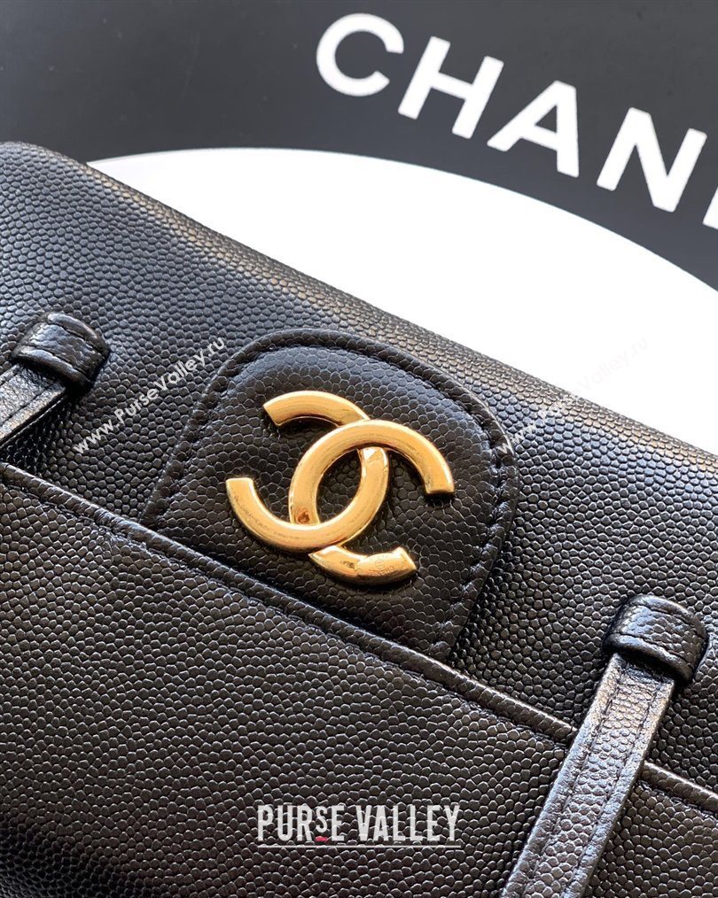 Chanel Grained Shiny Calfskin Leather Clutch with Leather Strap Black 2026 AP5068 (yezi-260204088)