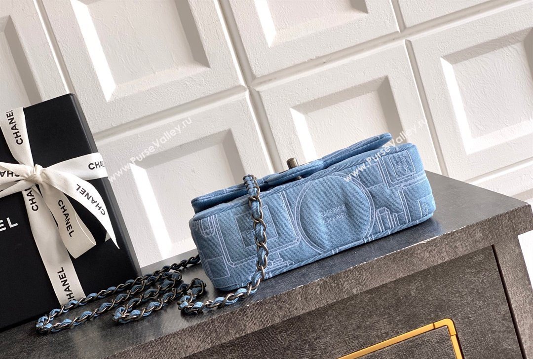 Chanel Embroidered Denim Mini Classic Flap Bag A01116 Light Blue 2026 0204 (yezi-260204050)