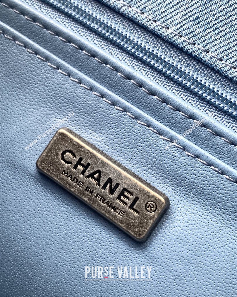 Chanel Embroidered Denim Mini Classic Flap Bag A01116 Light Blue 2026 0204 (yezi-260204050)