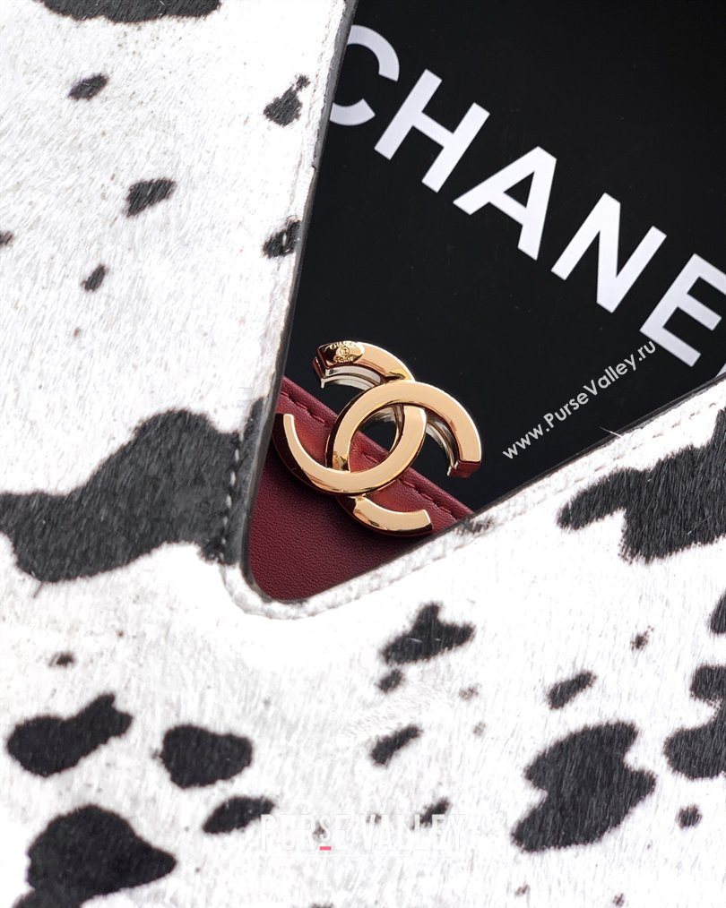 Chanel Printed Hair-Like Hobo Bag with Tassel Charm White/Black 2026 CH020406 (yezi-260204074)