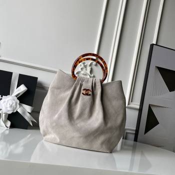 Chanel Suede Turtoise-Shell Effect Top Handle Hobo Bag Grey 2026 AS6010 (yezi-260203063)
