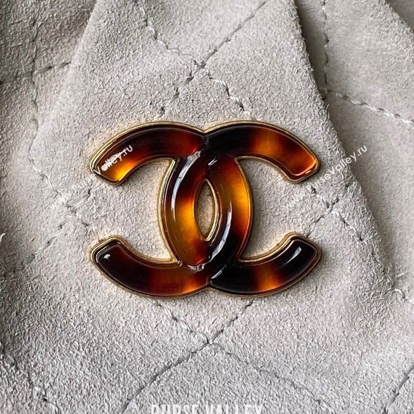 Chanel Suede Turtoise-Shell Effect Top Handle Hobo Bag Grey 2026 AS6010 (yezi-260203063)