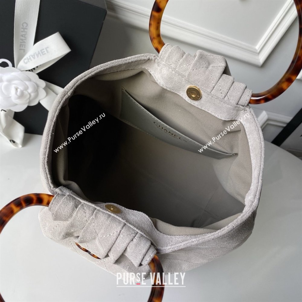 Chanel Suede Turtoise-Shell Effect Top Handle Hobo Bag Grey 2026 AS6010 (yezi-260203063)
