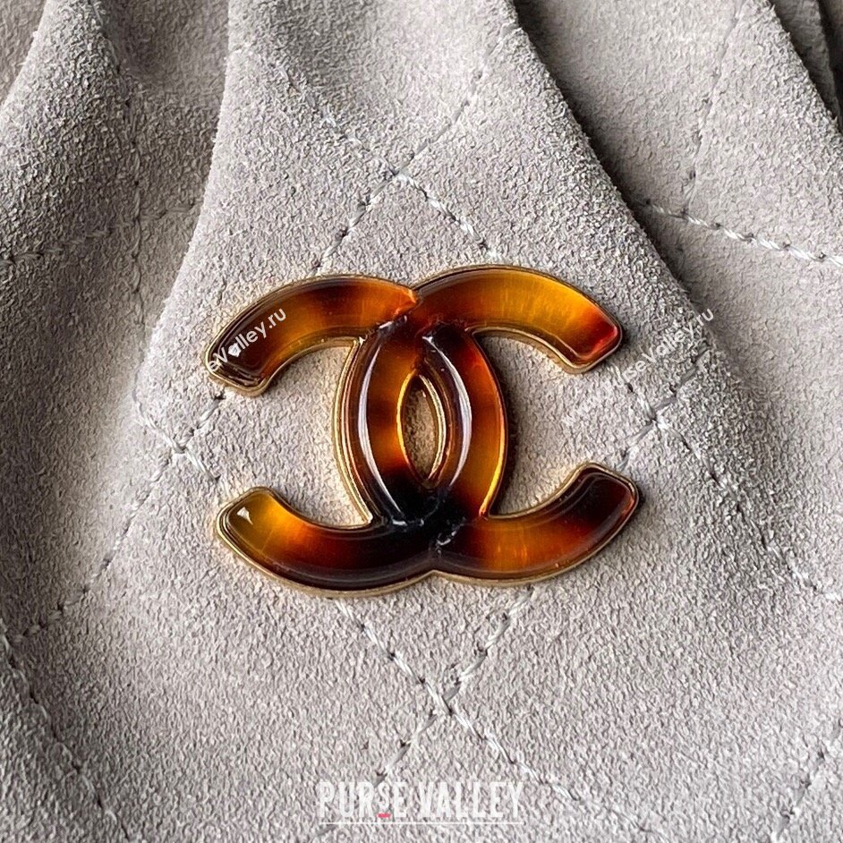 Chanel Suede Turtoise-Shell Effect Top Handle Small Hobo Bag Grey 2026 AS6022 (yezi-260203076)