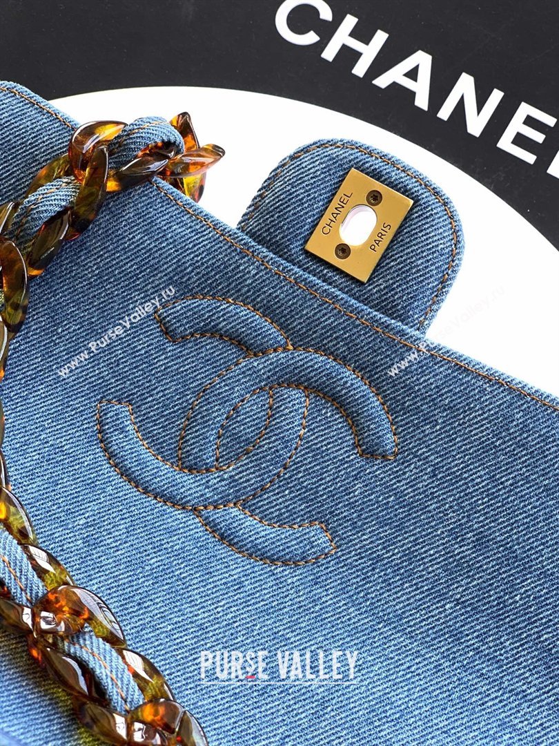 Chanel Quilted Denim Turtoise-Shell Effect Small Classic Flap Bag A01113 Light Blue 2026 (yezi-260204046)