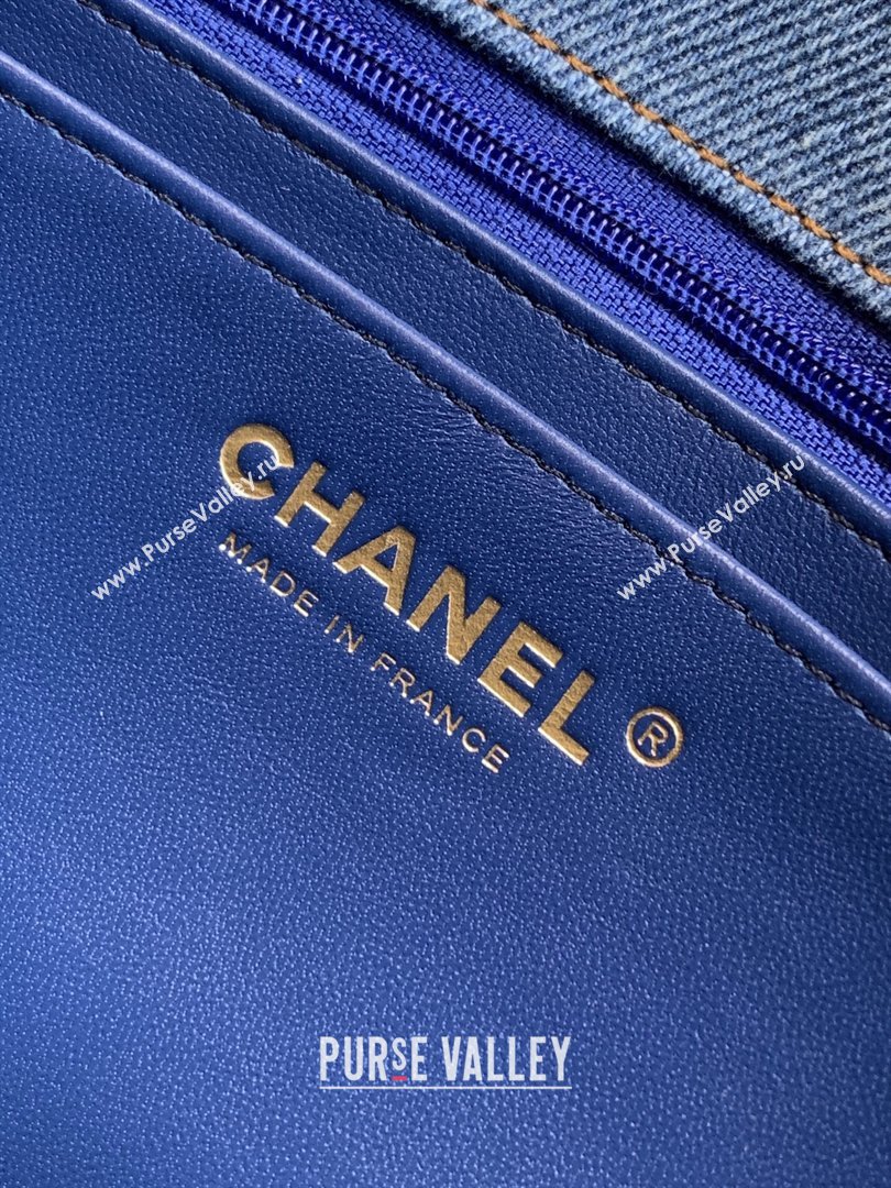 Chanel Quilted Denim Turtoise-Shell Effect Small Classic Flap Bag A01113 Light Blue 2026 (yezi-260204046)
