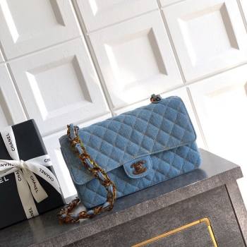 Chanel Quilted Denim Turtoise-Shell Effect Medium Classic Flap Bag A01112 Light Blue 2026 (yezi-260204045)