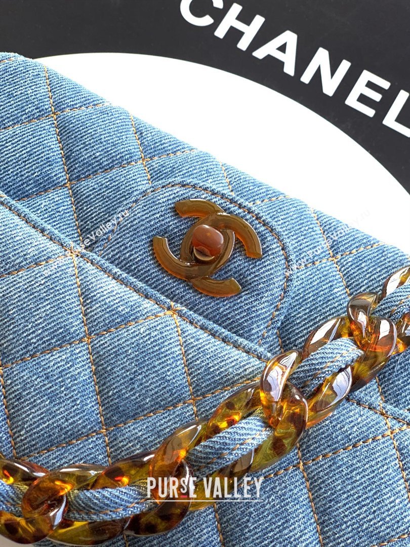 Chanel Quilted Denim Turtoise-Shell Effect Mini Classic Flap Bag A01116 Light Blue 2026 (yezi-260204047)