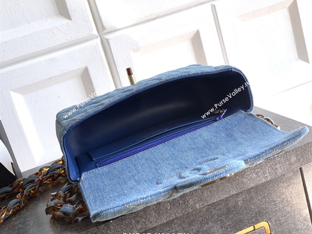 Chanel Quilted Denim Turtoise-Shell Effect Mini Classic Flap Bag A01116 Light Blue 2026 (yezi-260204047)