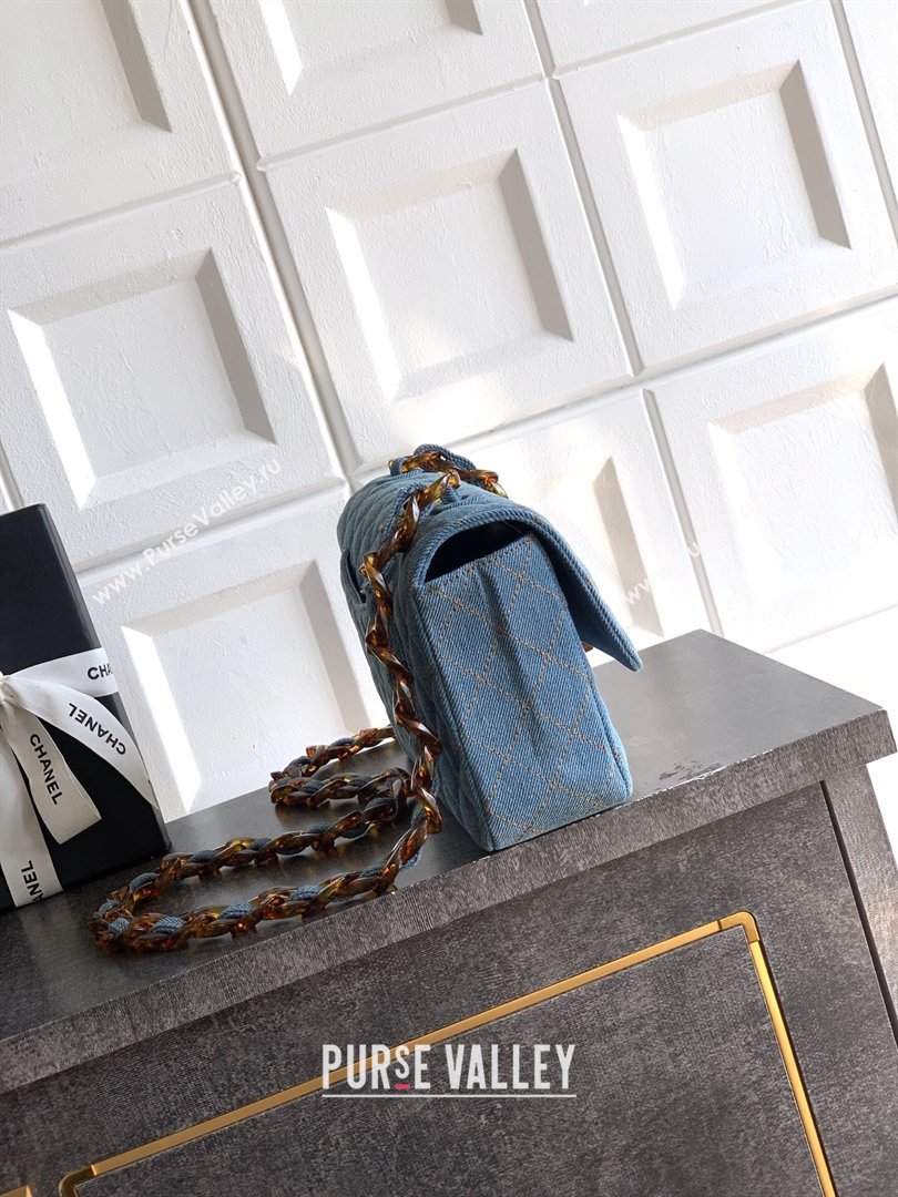 Chanel Quilted Denim Turtoise-Shell Effect Medium Classic Flap Bag A01112 Light Blue 2026 (yezi-260204045)