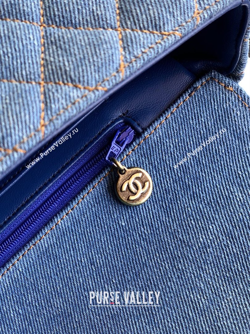 Chanel Quilted Denim Turtoise-Shell Effect Medium Classic Flap Bag A01112 Light Blue 2026 (yezi-260204045)