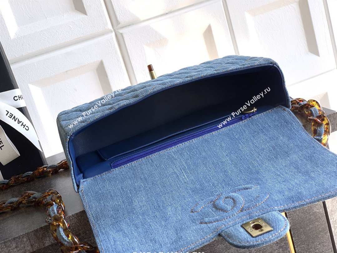 Chanel Quilted Denim Turtoise-Shell Effect Medium Classic Flap Bag A01112 Light Blue 2026 (yezi-260204045)