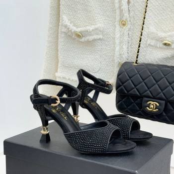 Chanel Suede and Strass Heel Sandals 7cm Black 2026 CH030601 (MD-260306002)