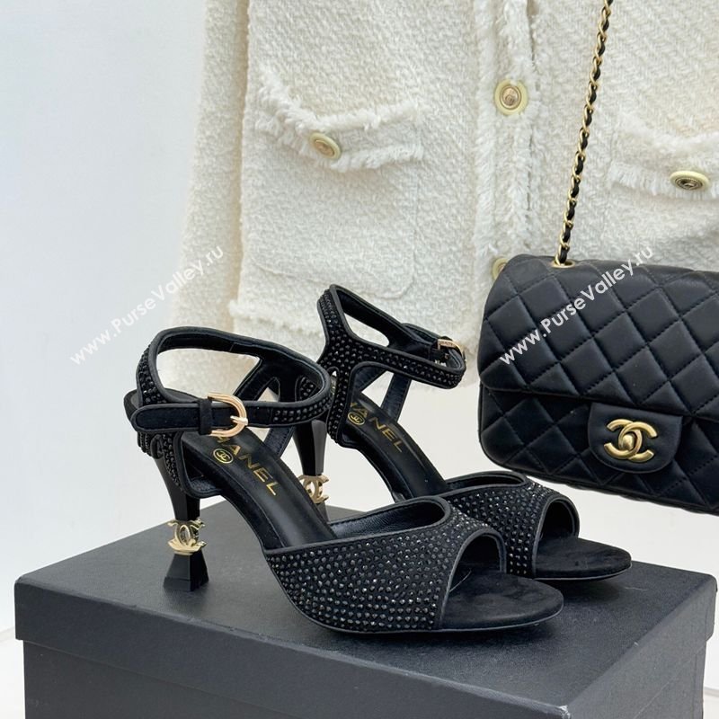 Chanel Suede and Strass Heel Sandals 7cm Black 2026 CH030601 (MD-260306002)