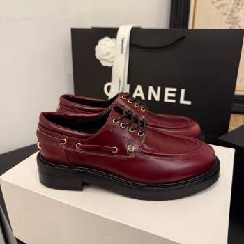 Chanel Shiny Calfskin Leather Laced-up Shoes Red 2026 CH030615 (MD-260306138)