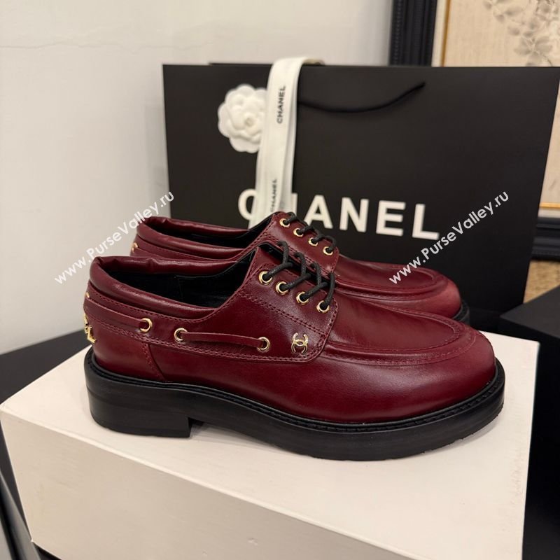Chanel Shiny Calfskin Leather Laced-up Shoes Red 2026 CH030615 (MD-260306138)