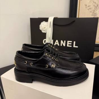 Chanel Shiny Calfskin Leather Laced-up Shoes Black 2026 CH030615 (MD-260306140)