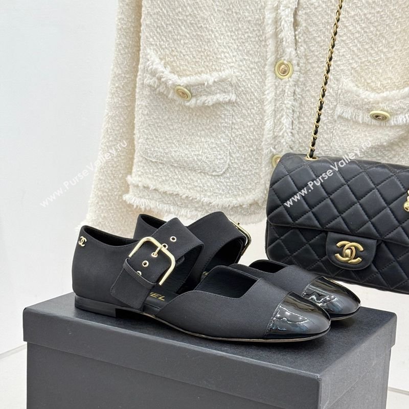 Chanel Grosgrain Patent Leather Mary Janes Ballet Flats Black 2026 G47028 (MD-260306018)