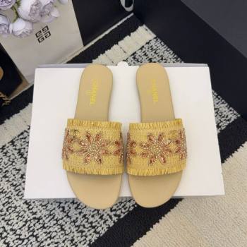 Chanel Bloom Straw-Like Flat Slides Sandal Beige 2026 CH030701 (MD-260307019)