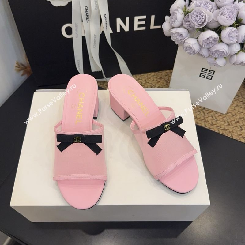 Chanel Mesh Heel Slides Sandal wih Bow Pink 2026 G47023 (MD-260307025)