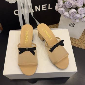 Chanel Mesh Heel Slides Sandal wih Bow Beige 2026 G47023 (MD-260307026)