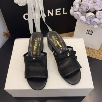 Chanel Mesh Heel Slides Sandal wih Bow Black 2026 G47023 (MD-260307027)