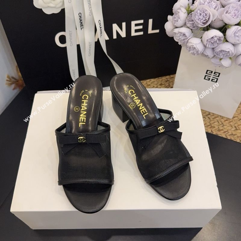 Chanel Mesh Heel Slides Sandal wih Bow Black 2026 G47023 (MD-260307027)