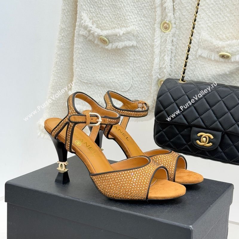 Chanel Suede and Strass Heel Sandals 7cm Gold 2026 CH030601 (MD-260306001)