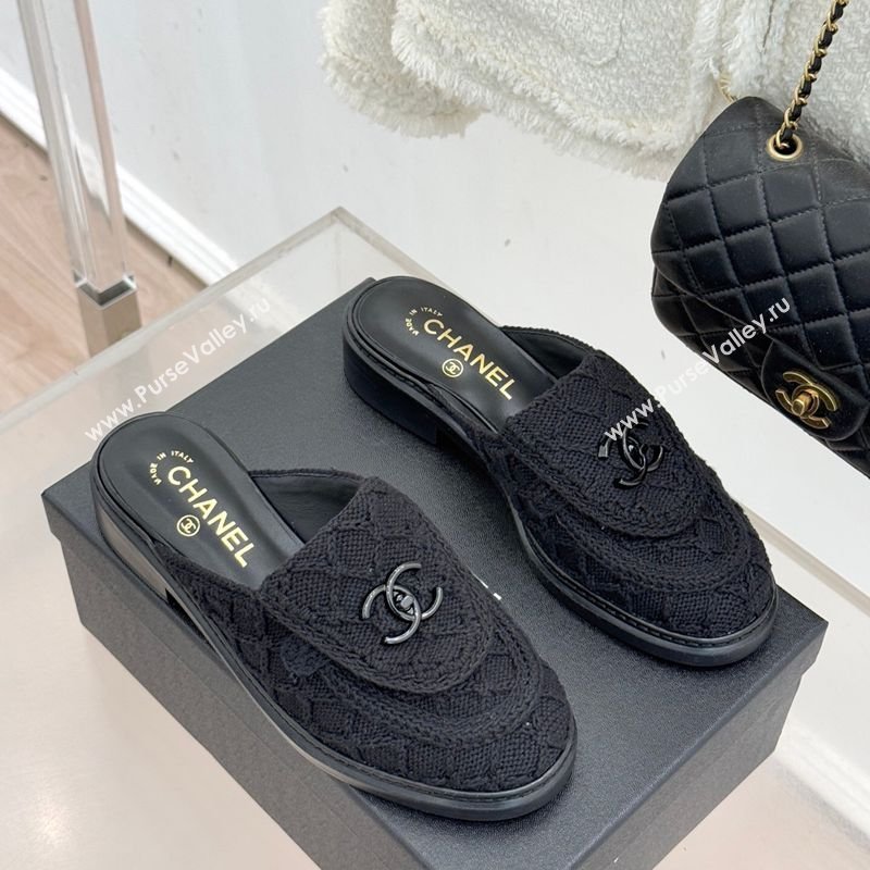 Chanel Knit Flat Mules with CC Foldover G45474 Black 2026 (MD-260306024)