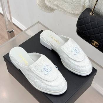 Chanel Knit Flat Mules with CC Foldover G45474 White 2026 (MD-260306025)