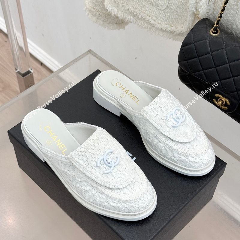 Chanel Knit Flat Mules with CC Foldover G45474 White 2026 (MD-260306025)