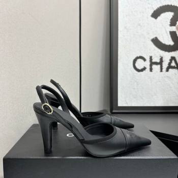 Chanel Lambskin Leather Slingbacks Pump 9cm Black2 2026 G47084 (MD-260306029)
