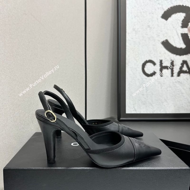Chanel Lambskin Leather Slingbacks Pump 9cm Black2 2026 G47084 (MD-260306029)