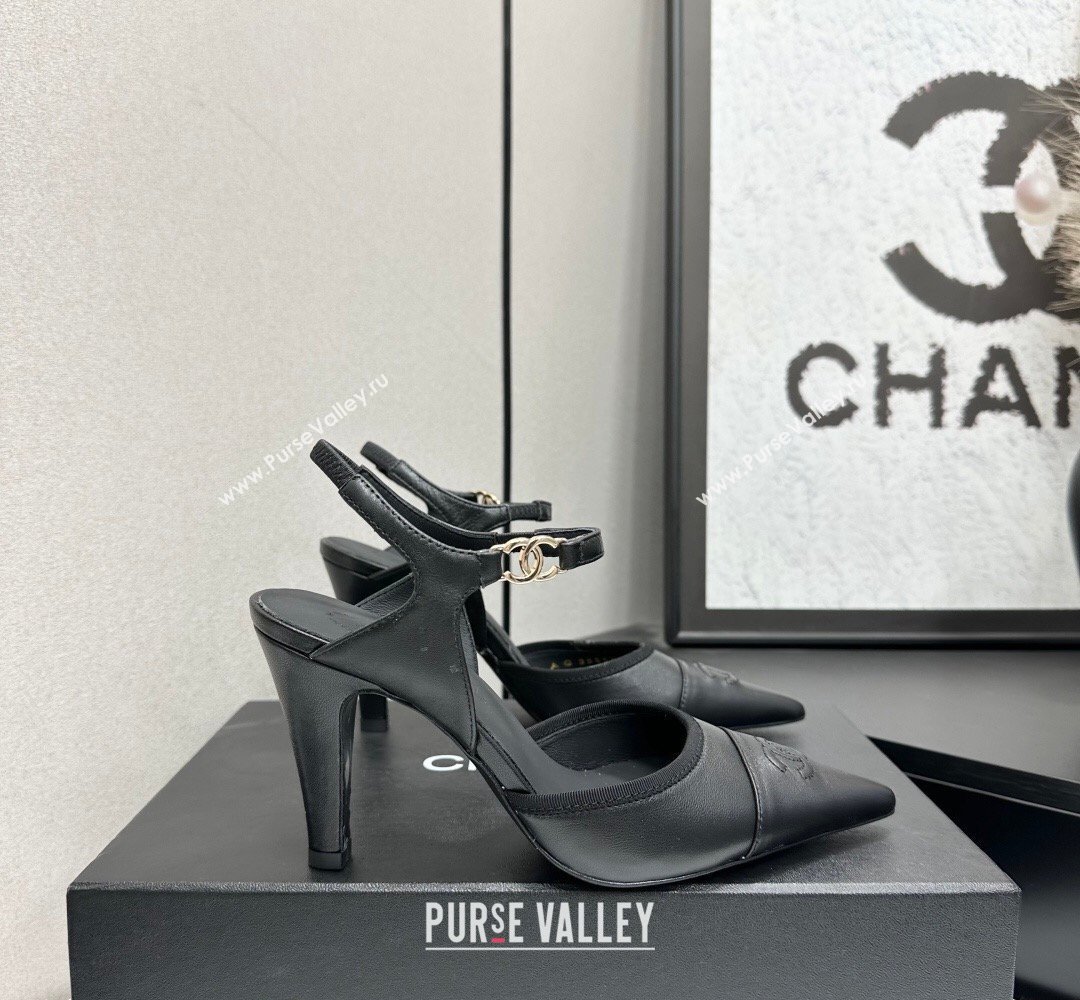 Chanel Lambskin Leather Slingbacks Pump 9cm Black2 2026 G47083 (MD-260306030)