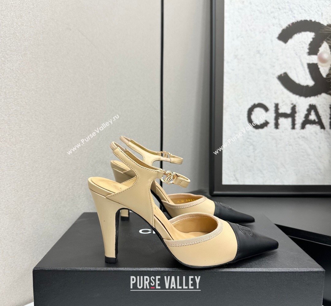 Chanel Lambskin Leather Slingbacks Pump 9cm Beige 2026 G47083 (MD-260306031)