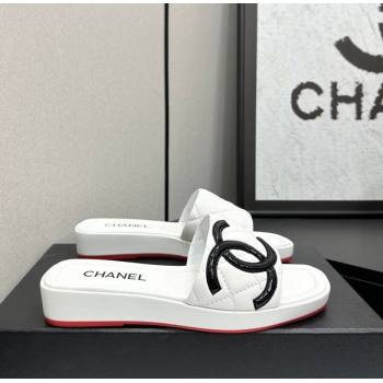 Chanel Lambskin Leather Wedge Slides Sandal White 2026 CH030605 (MD-260306033)