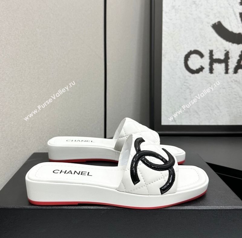 Chanel Lambskin Leather Wedge Slides Sandal White 2026 CH030605 (MD-260306033)