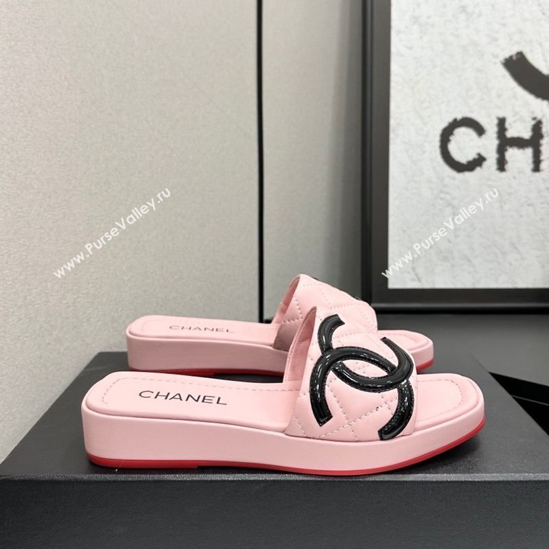 Chanel Lambskin Leather Wedge Slides Sandal Pink 2026 CH030605 (MD-260306035)
