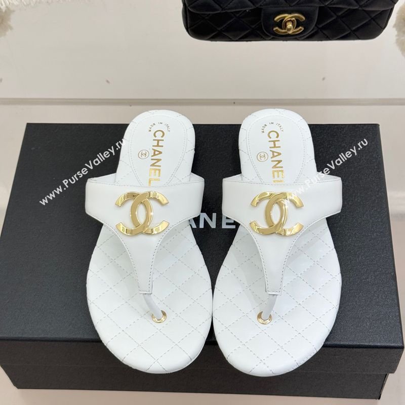Chanel Lambskin Leather Flat Slides Sandal White 2026 CH030609 (MD-260306068)