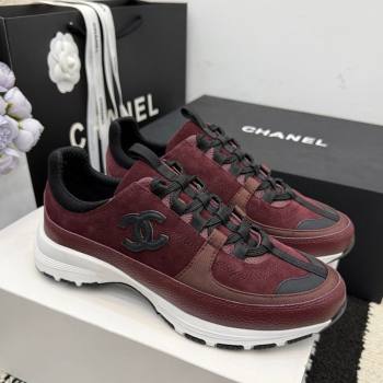 Chanel Calfskin Leather Suede Sneakers Burgundy 2026 G47010 (MD-260306057)