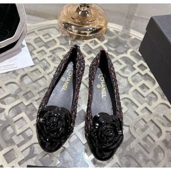 Chanel Tweed Patent Leather Ballet Flats with Camellia Bloom Multicolor 2026 CH030704 (MD-260307064)
