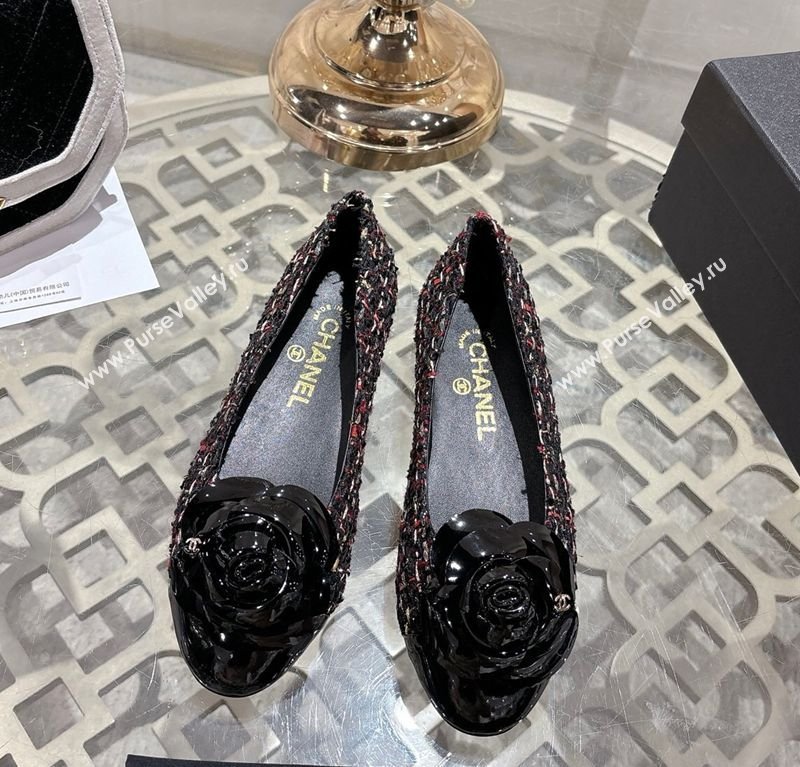 Chanel Tweed Patent Leather Ballet Flats with Camellia Bloom Multicolor 2026 CH030704 (MD-260307064)