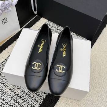 Chanel Calfskin Leather Ballets Flat with Circle CC Black 2026 CH030706 (MD-260307081)