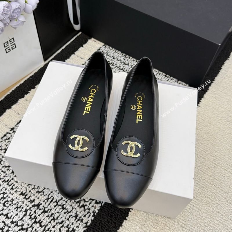 Chanel Calfskin Leather Ballets Flat with Circle CC Black 2026 CH030706 (MD-260307081)