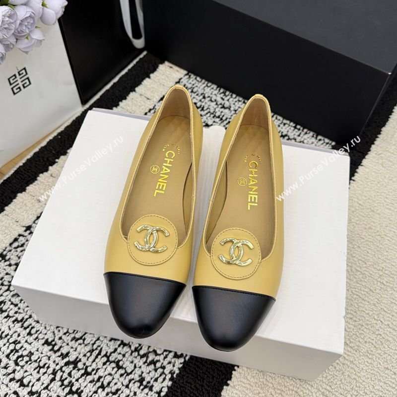 Chanel Calfskin Leather Ballets Flat with Circle CC Beige 2026 CH030706 (MD-260307083)