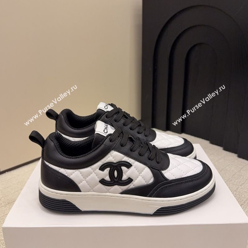 Chanel Quilted Calfskin Leather Sneakers White/Black 2026 CH030607 (MD-260306050)